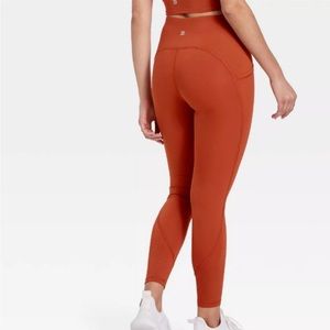 All in Motion Womens XS Burnt Orange Sculpted Laser Cut High-Waisted Leg…